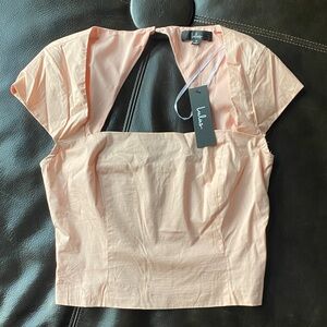 Lulu's Peach Open Back Blouse